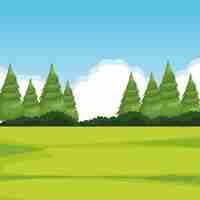 Free vector forest landscape with pine