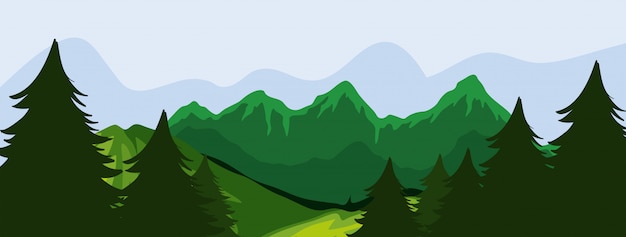 Free vector forest and moutain scene