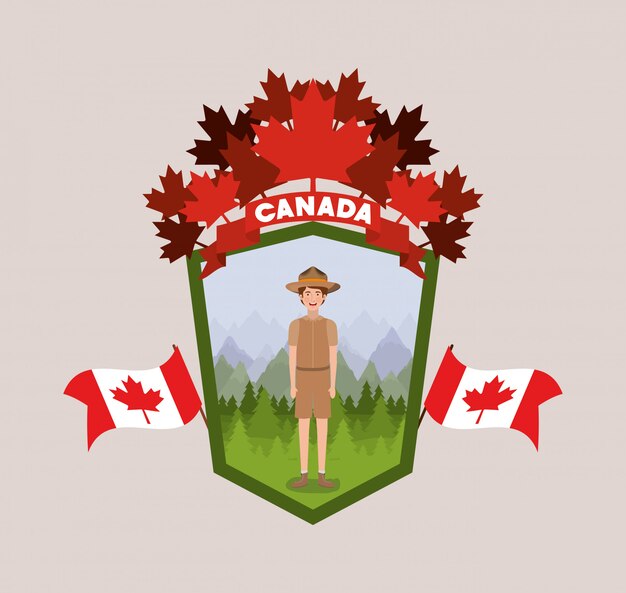 Forest ranger boy cartoon and canada 