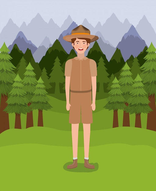 Forest ranger boy cartoon