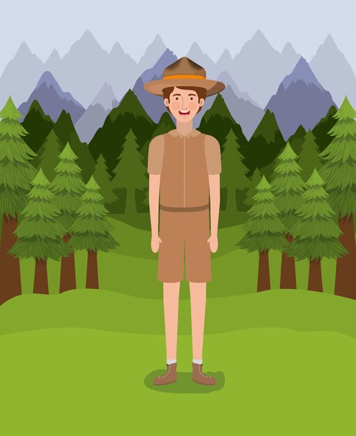 Forest ranger boy cartoon 
