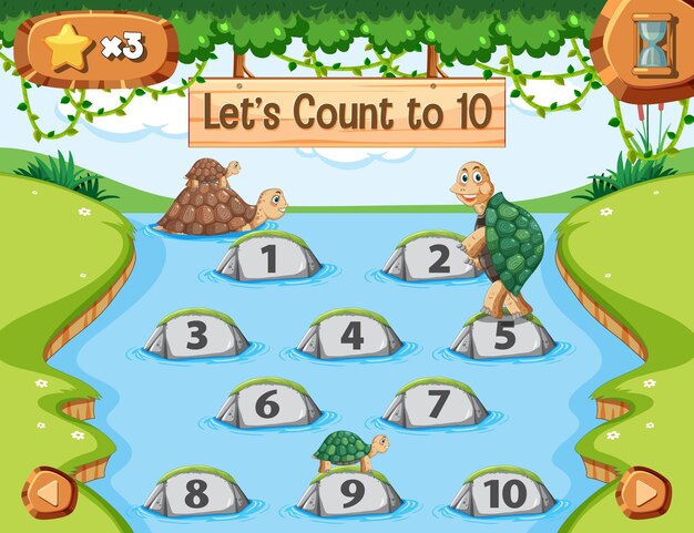 Forest scene with Let's count to 10 game template