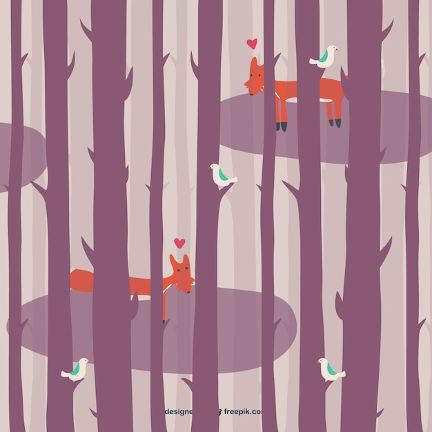 Free vector foresttrunks and foxes