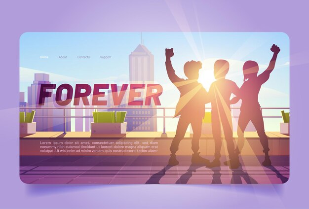 Forever cartoon landing page best friends hug