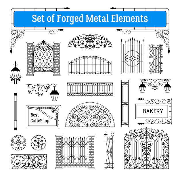 Комплект кованых металлических элементов