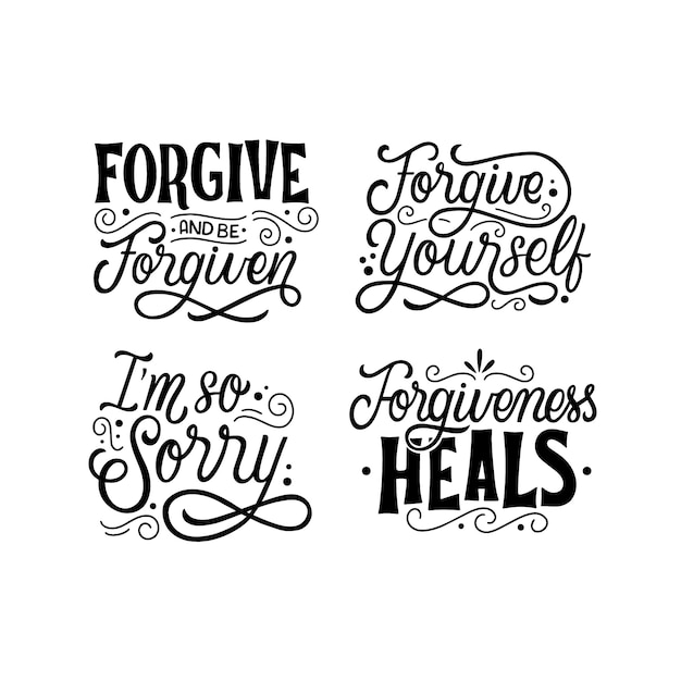 Free vector forgiveness stickers lettering template