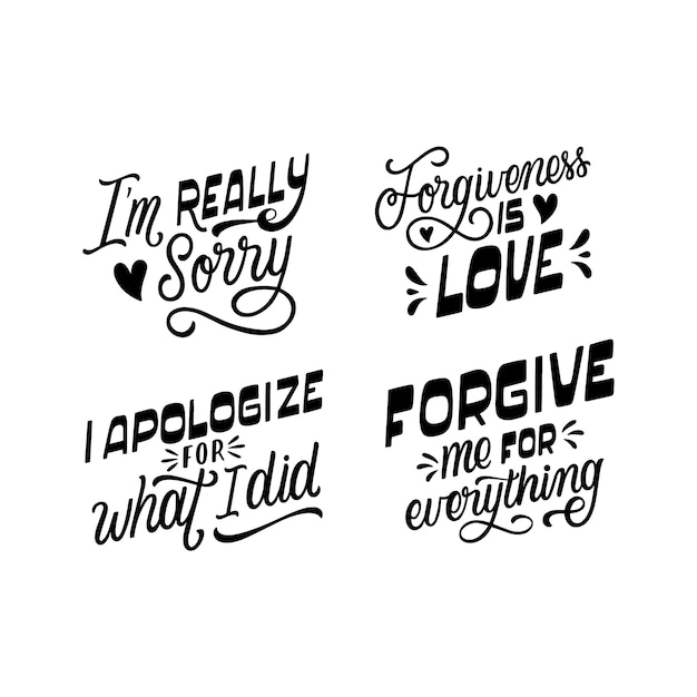 Free vector forgiveness stickers lettering template