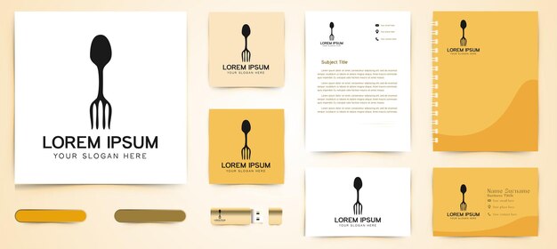 Fork and spoon Restaurant logo and business branding template design inspiration