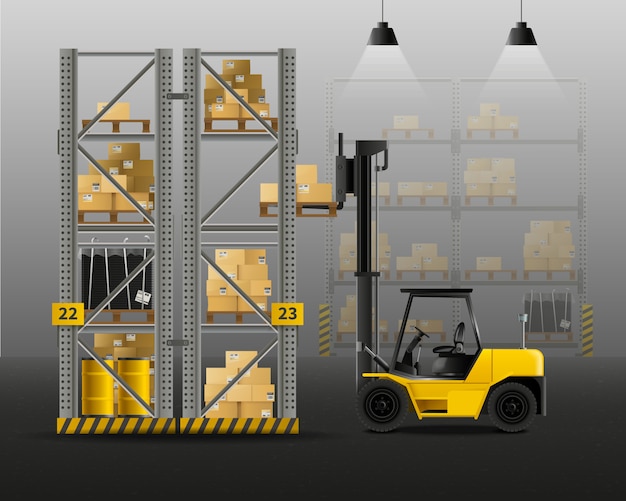 Free vector forklift realistic composition