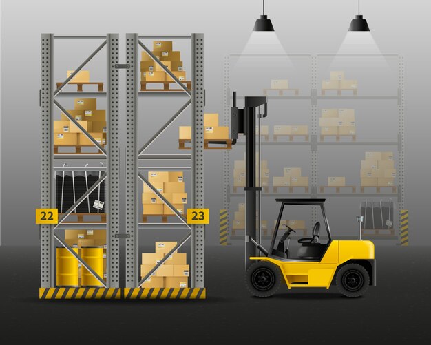 Free vector forklift realistic composition