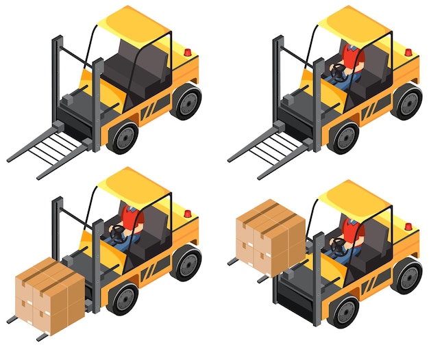 Free vector forklift truck with delivery and logistic concept