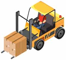 Free vector forklift truck with delivery and logistic concept