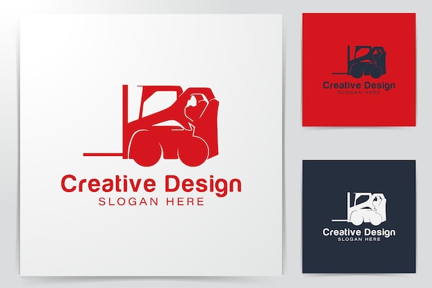 Carrelli elevatori e gru, escavatori e trattori, bulldozer logo idee. design del logo di ispirazione. illustrazione di vettore del modello. isolato su sfondo bianco