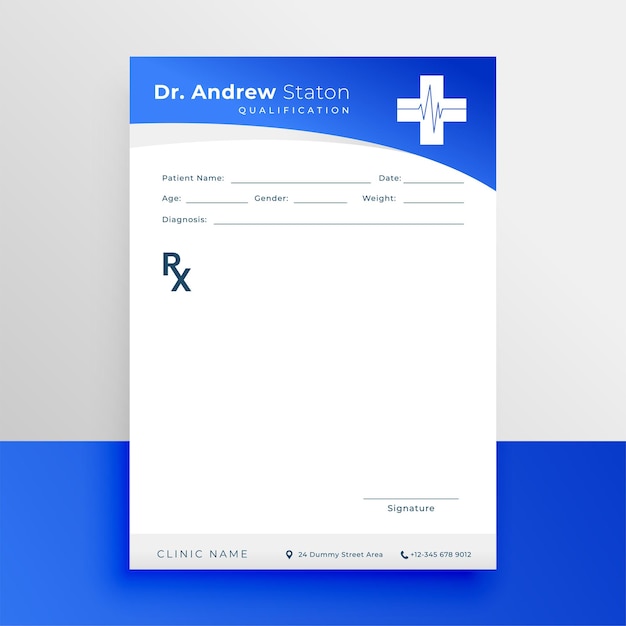 Free vector formal medical prescription pad flyer for medicines and pills vector