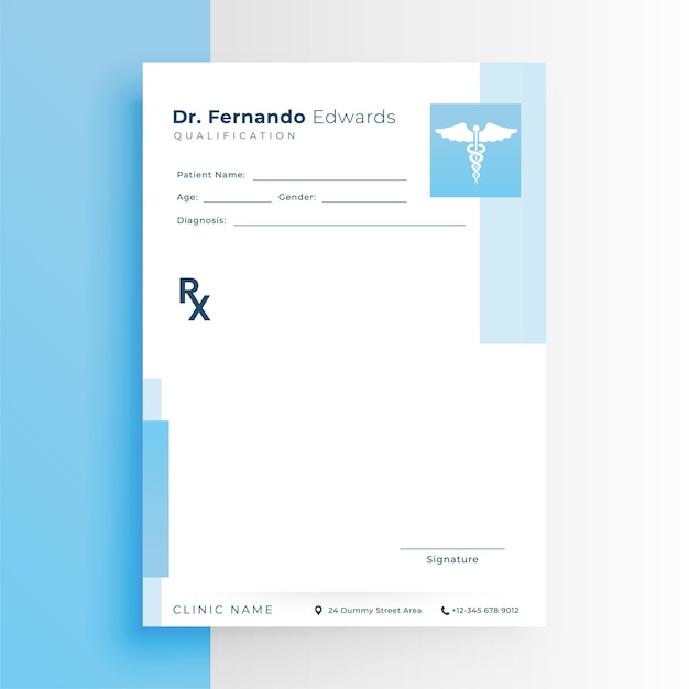 Free vector formal medical prescription page flyer for corporate promo vector