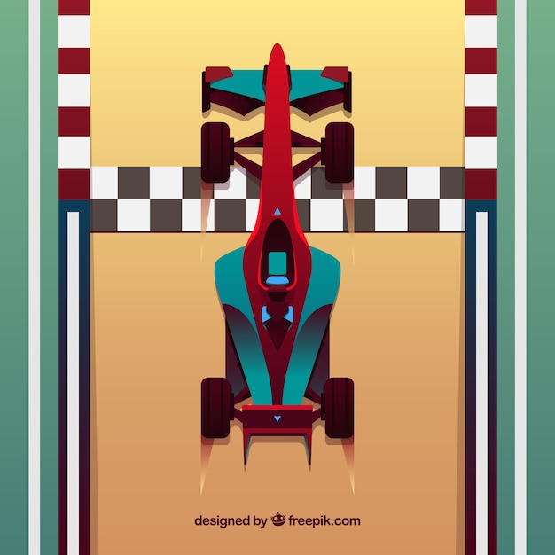 Free vector formula 1 car crossing finish line