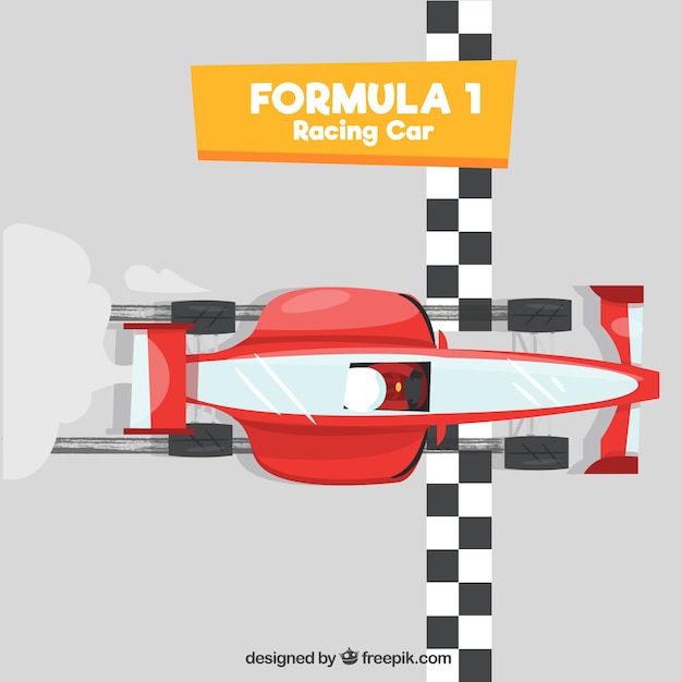 Formula 1 car crossing finish line