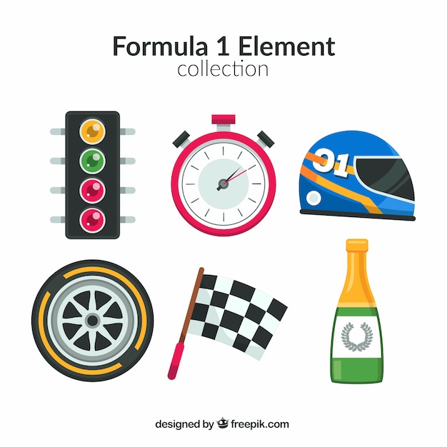 Vettore gratuito collezione di elementi di formula 1