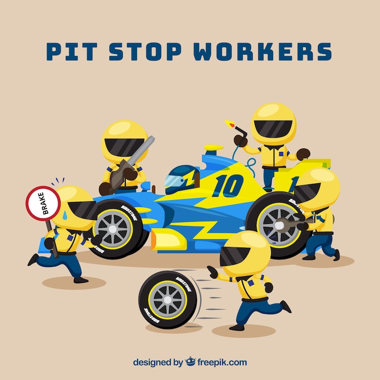 Free Vector formula 1 pit stop workers with flat design