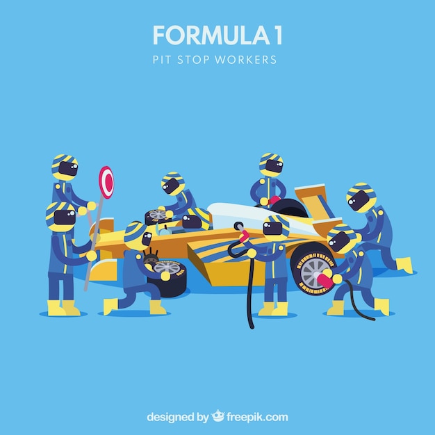 Работники пит-стопа formula 1