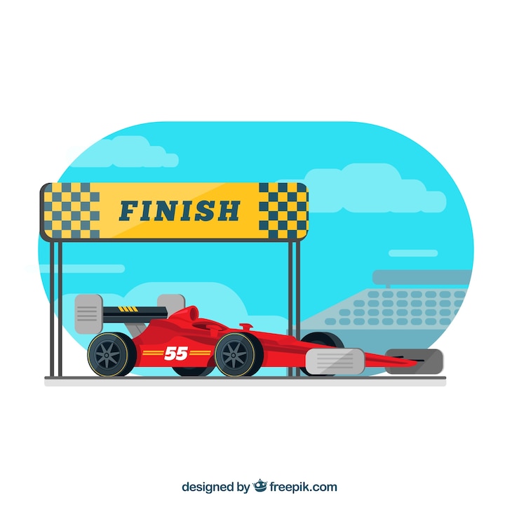 Free Vector formula 1 racing car at the finish line 
