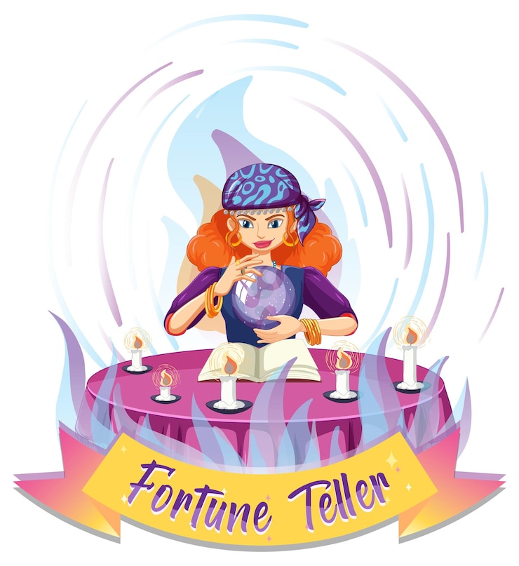Free Vector fortune teller with crystal ball