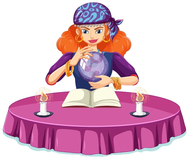 Free vector fortune teller with crystal ball