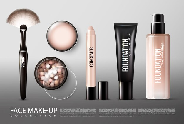 Free vector foundation cosmetology products collection