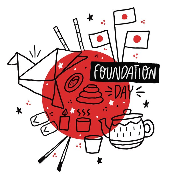 Foundation day japan hand drawn