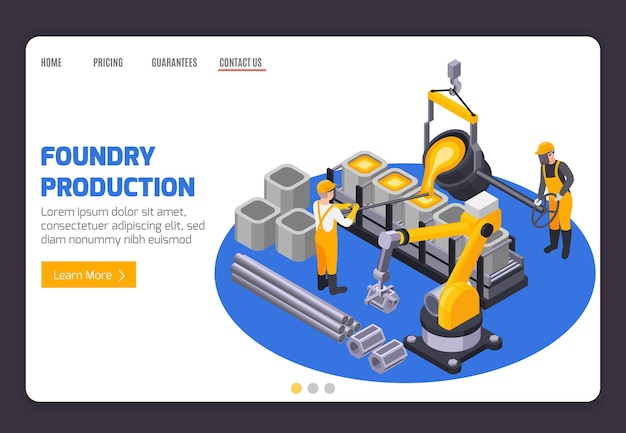 Free vector foundry production landing page template