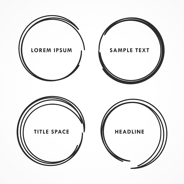 Free vector four abstract hand drawn circle frames