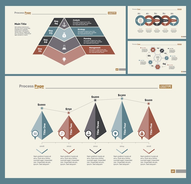 Free vector four analytics slide templates set