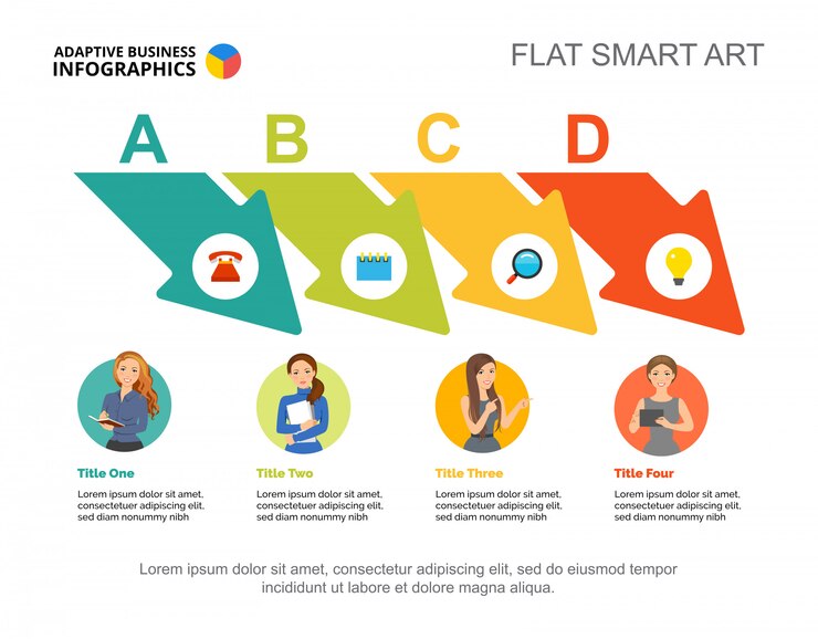 Free Vector four arrows work process chart template for presentation. business data visualization