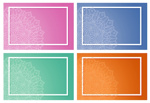 Four background with mandala design