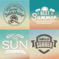 Free vector four badges for summer