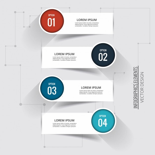 Free vector four banners with circular labels for options