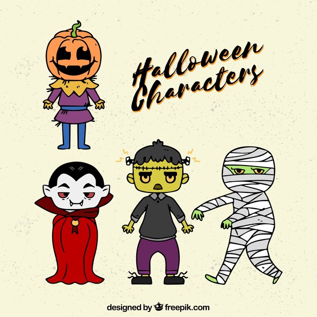 4つの基本的なハロウィーンのキャラクター