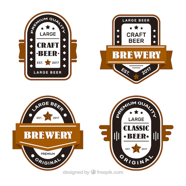 Бесплатное векторное изображение Четыре стикера пива в винтажном стиле