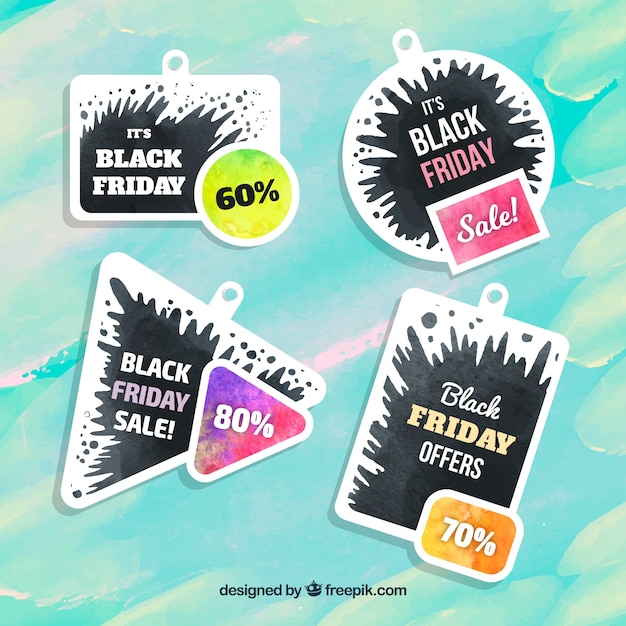 Free vector four black friday labels