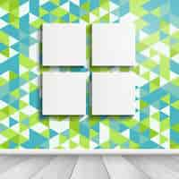 Free vector four blank canvases on a retro wallpaper