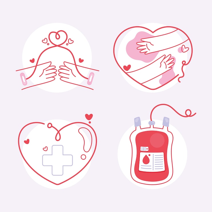 Free Vector four blood donate set icons