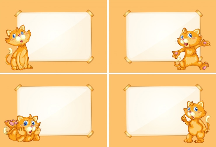 Free Vector four border templates with cute cats 