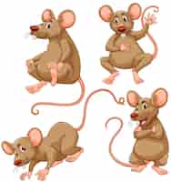Vettore gratuito quattro mouse marrone su sfondo bianco illustrazione