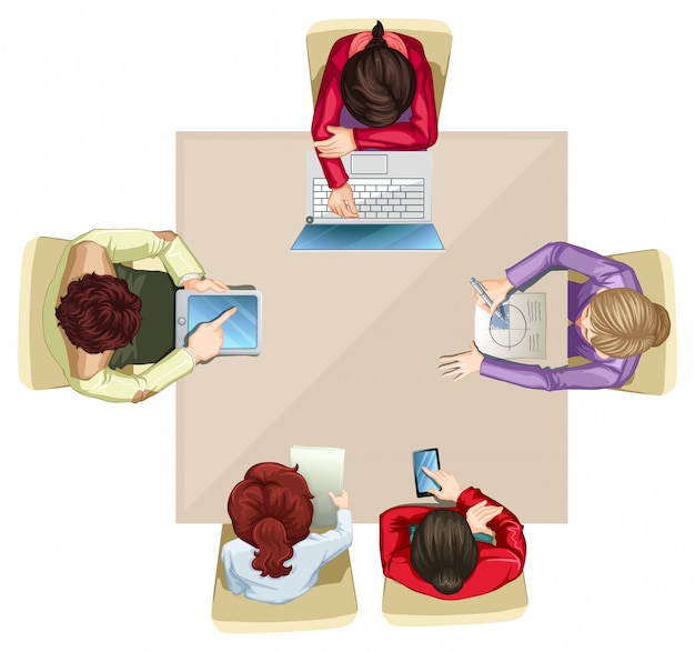 Free vector four business people working at the table