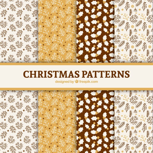 Four christmas floral patterns