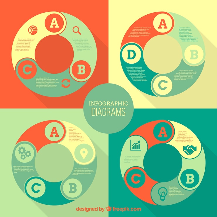 Free Vector four circular diagrams  