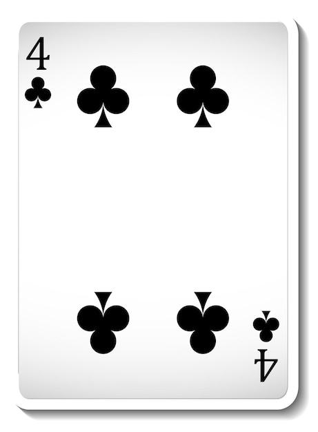 Four of Clubs Playing Card Isolated