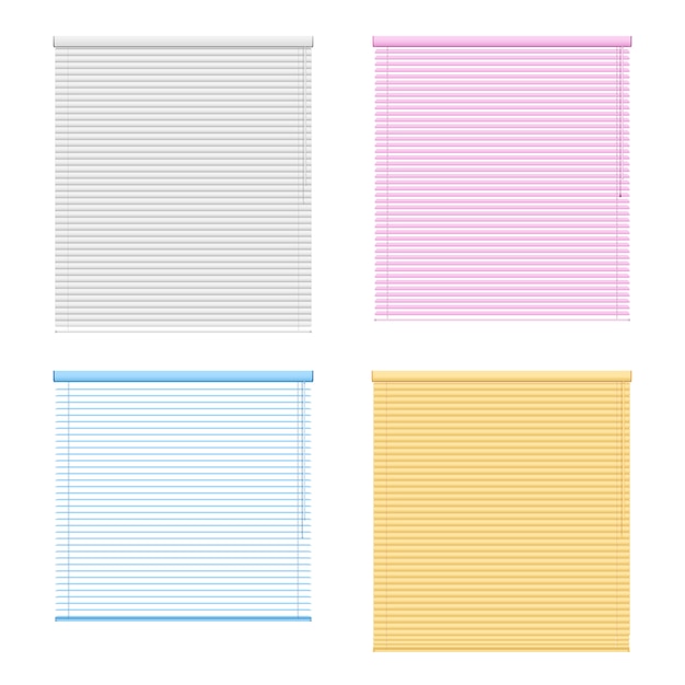 Free vector four colored window roller shutters set