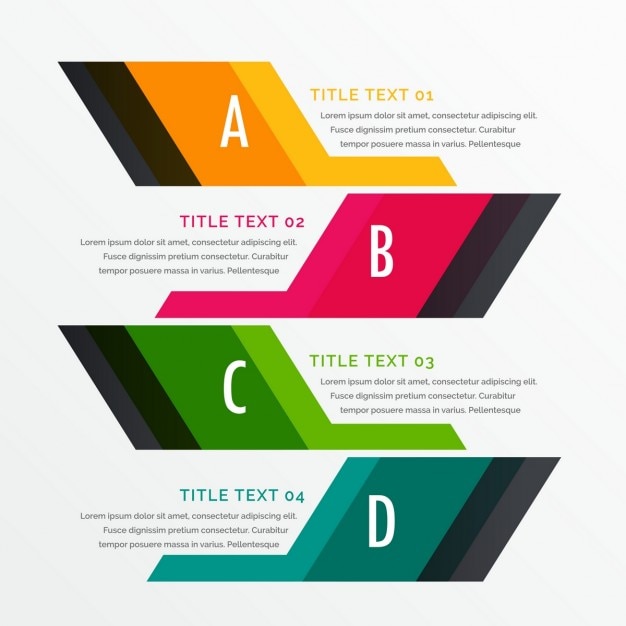 Free vector four colorful geometric banners for infographics
