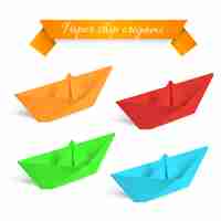 Free vector four colorfull paper ships origami.